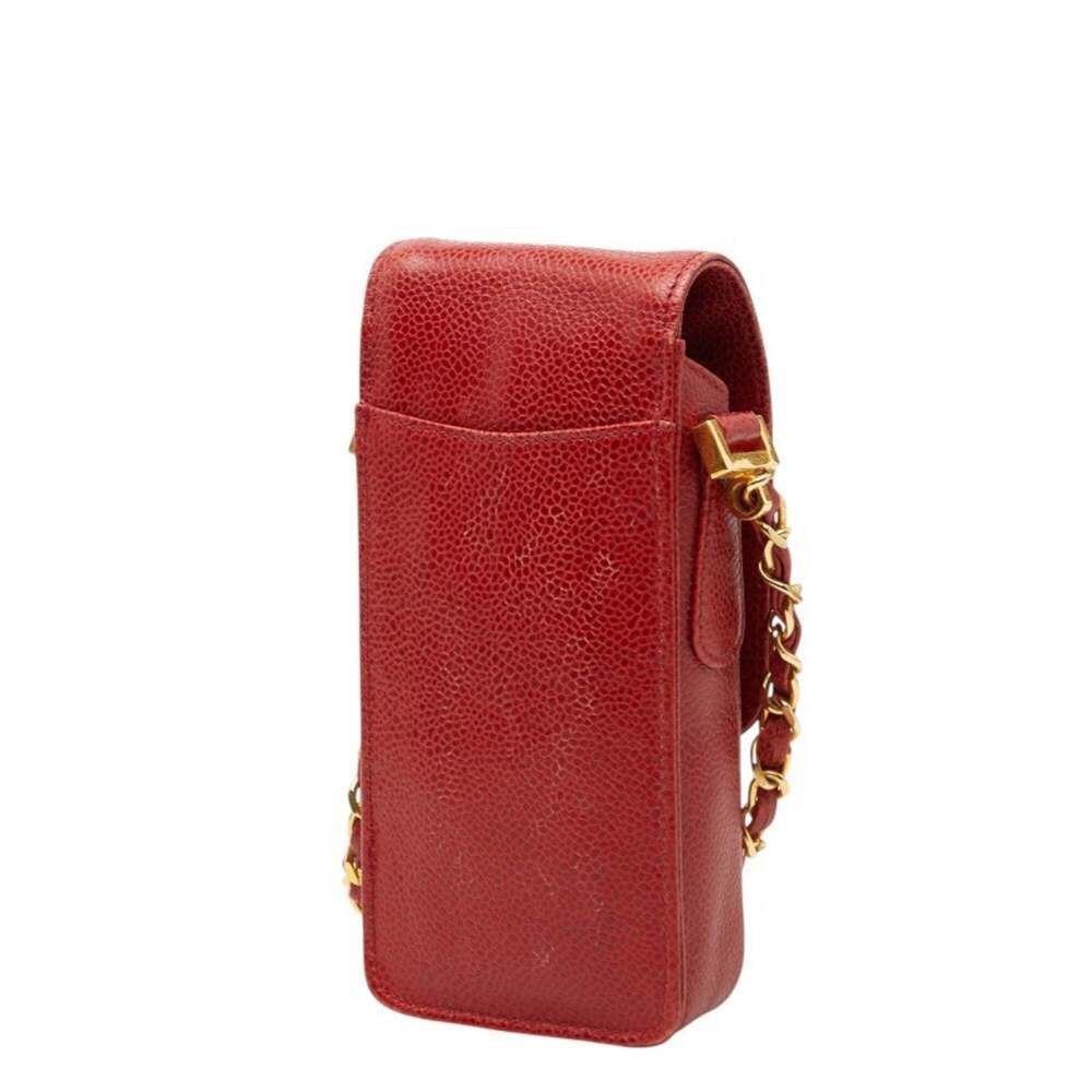 CHANEL Red Caviar Leather Logo Shoulder Bag - Picture 2 of 10